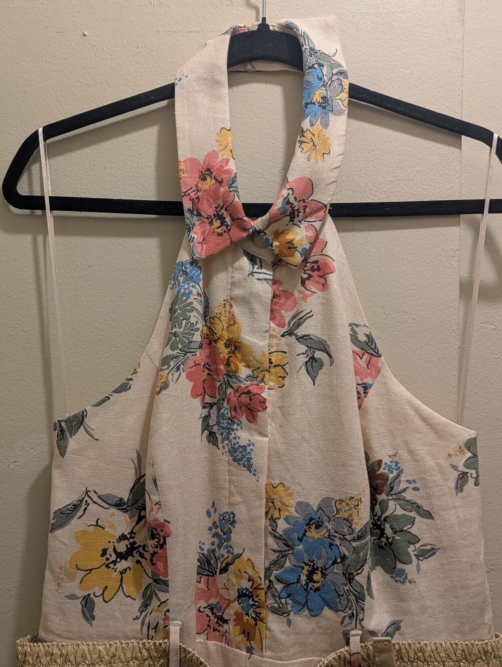 House of Harlow 1960 Ivory Floral Linen Blend Halter Romper Shorts- 12 - Picture 5 of 16